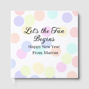 Colorful polka dots let's the fun begins new year guest book