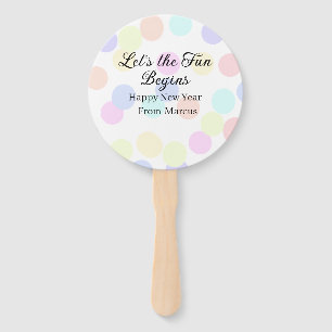 Colorful polka dots let's the fun begins new year hand fan