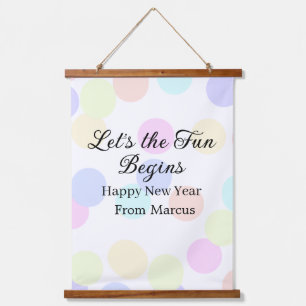 Colorful polka dots let's the fun begins new year hanging tapestry