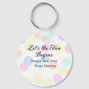 Colorful polka dots let's the fun begins new year key ring