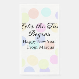Colorful polka dots let's the fun begins new year napkin