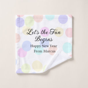 Colorful polka dots let's the fun begins new year wash cloth