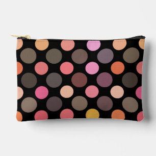 colorful polka dots on black accessory pouch
