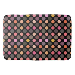 colorful polka dots on black bath mat