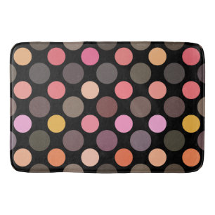 colorful polka dots on black bath mat