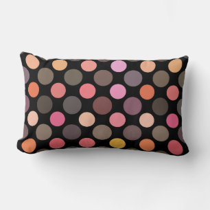 colorful polka dots on black lumbar cushion