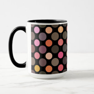 colorful polka dots on black mug
