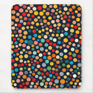 Colorful Polka Dots on Dark Background Mouse Pad