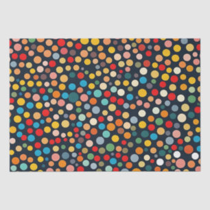 Colorful Polka Dots on Dark Background Tissue Paper
