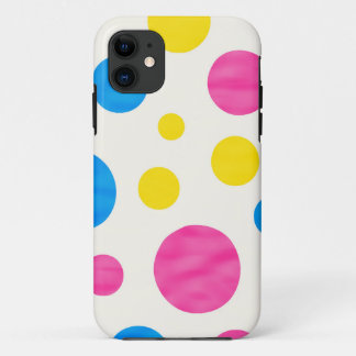 Colorful Polka Dots Pink Blue Yellow Retro iPhone 11 Case