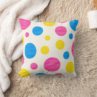 Colorful Polka Dots Pink Blue Yellow Retro Cushion