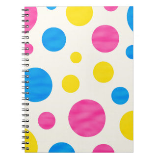 Colorful Polka Dots Pink Blue Yellow Retro Notebook