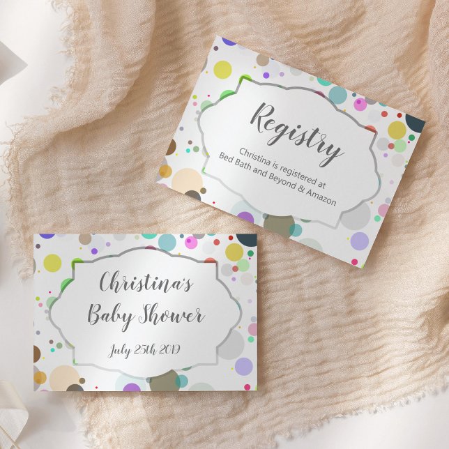Colorful Polka Dots Registry Baby Shower Info Enclosure Card (Creator Uploaded)