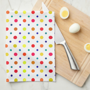 Colorful polka dots tea towel