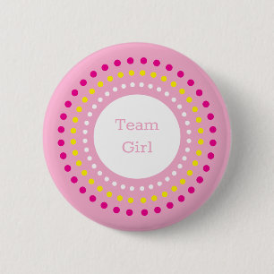 Colorful Polka Dots Team Girl Gender Reveal Party 6 Cm Round Badge