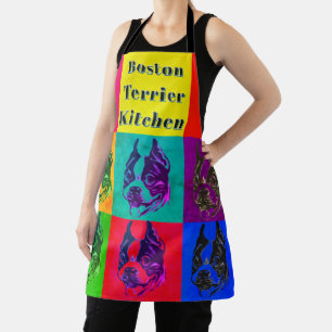 Colorful Pop Art Boston Terrier Apron