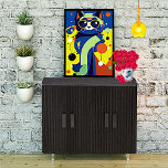 Colorful Pop Art Cat Faux Canvas Print<br><div class="desc">Faux wrapped canvas,  with colorful pop art style graphics of a cool cat in glasses.</div>
