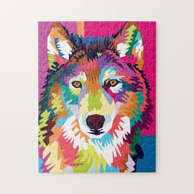 Colorful Pop Art Wolf Portrait Jigsaw Puzzle (Vertical)