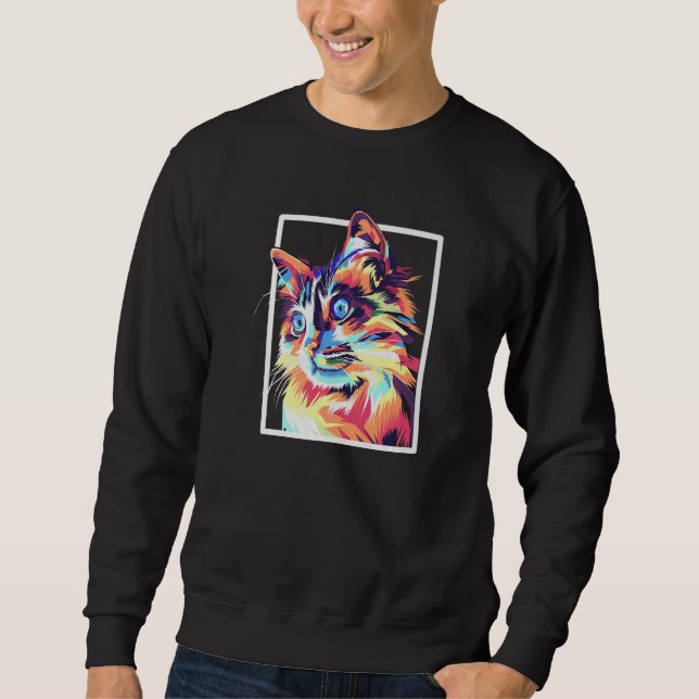 Colorful Pop Maine Coon Cat Sweatshirt (Front)