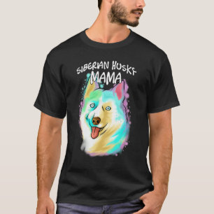Colorful Pop Portrait Husky Dog Mom Mother's Day M T-Shirt
