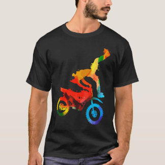 Colorful Pop Portrait  Motorcycle Motocross T-Shirt