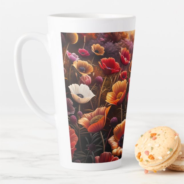 Colorful Poppies Latte Mug (In Situ)