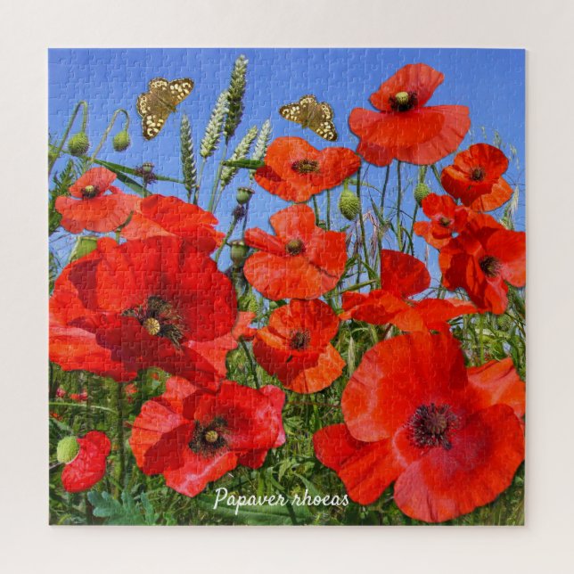 Colorful Poppy Field and Butterflies Jigsaw Puzzle (Vertical)