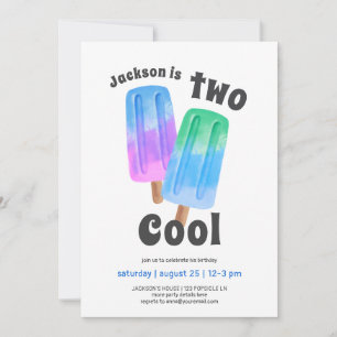Colorful Popsicle Boy 2th Birthday Invitation