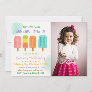 Colorful Popsicle Party Birthday Invitation