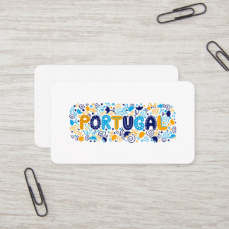 Colorful Portugal Folk Art Typography Design Business Card