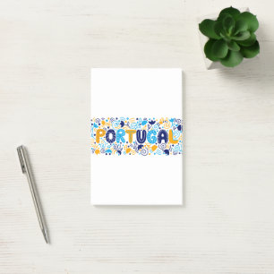 Colorful Portugal Folk Art Typography Design Post-it Notes