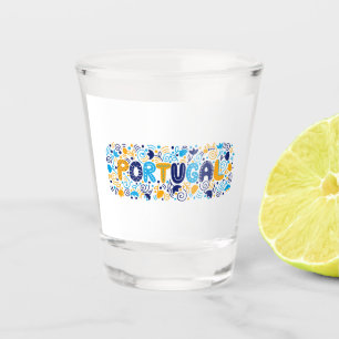 Colorful Portugal Folk Art Typography Design Shot Glass
