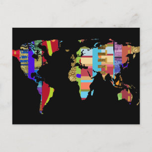 colorful postcard of the world