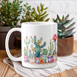 Colorful Potted Cacti And Succulents Coffee Mug