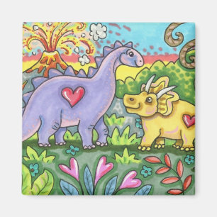 COLORFUL PREHISTORIC DINOSAURS, CUTE DINO FRIENDS MAGNET