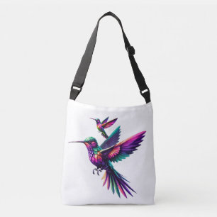 Colorful prism hummingbird crossbody bag