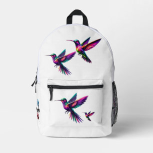 Colorful prism hummingbird printed backpack