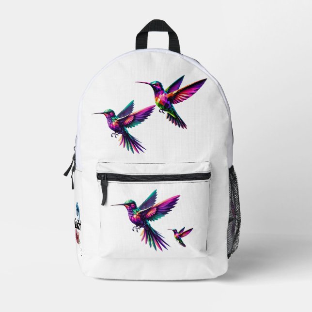Colorful prism hummingbird printed backpack (Front)