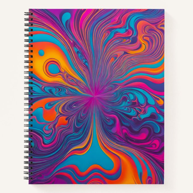 Colorful Psychedelia Airbrush Art Spiral Notebook (Front)