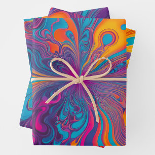 Colorful Psychedelia Art Wrapping Paper Sheets