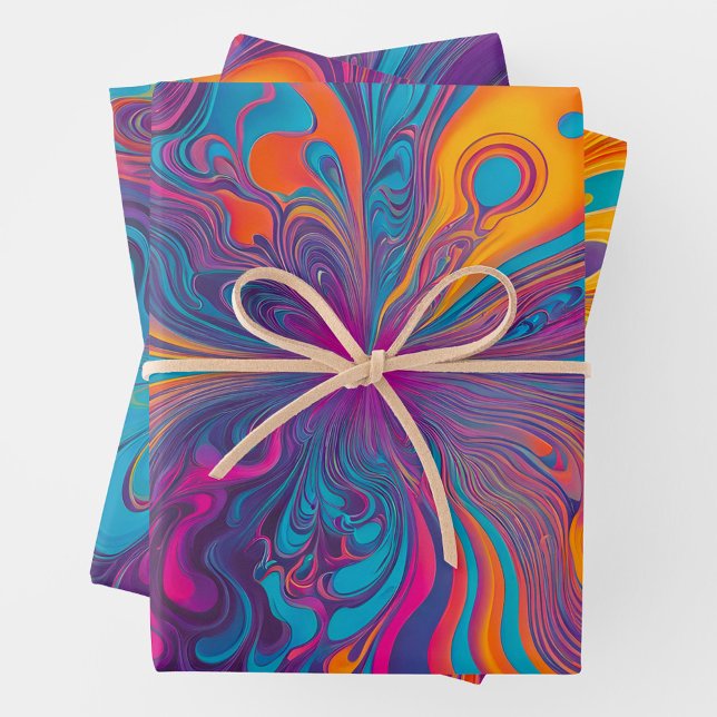 Colorful Psychedelia Art Wrapping Paper Sheets (Creator Uploaded)