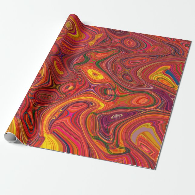 Colorful psychedelic background made of interweavi wrapping paper (Unrolled)