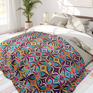 Colorful Psychedelic Bohemian Fleece Blanket