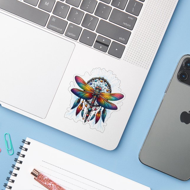 Colorful Psychedelic Dragonfly Dreamcatcher Boho (Laptop w/ iPhone)