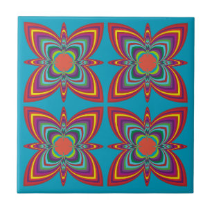 Colorful Psychedelic Geometric Pattern Ceramic Tile