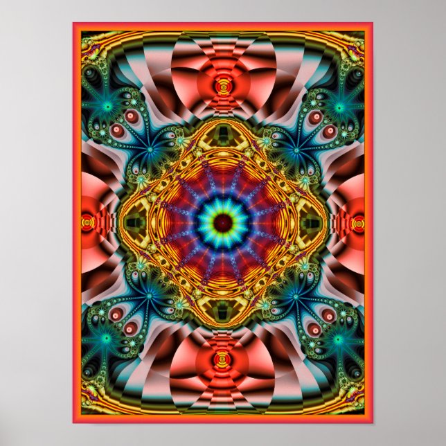 Colorful Psychedelic Kaleidoscope Poster (Front)