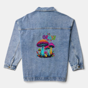 Colorful Psychedelic Mushrooms Denim Jacket