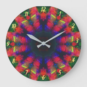 Colorful Psychedelic Retro Boho Wall Clock