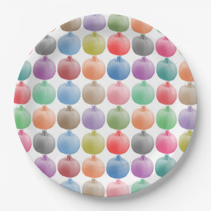 Colorful pumpkin pattern paper plate