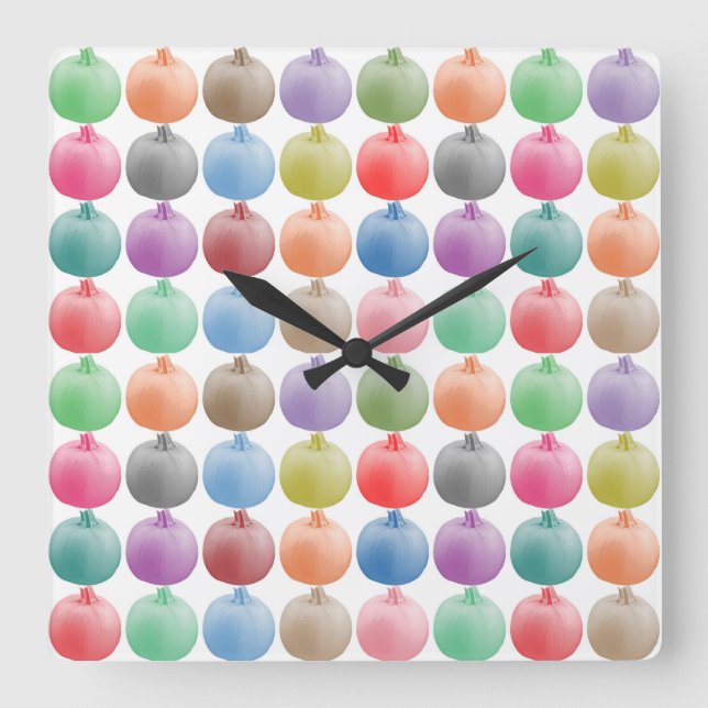 Colorful pumpkin pattern square wall clock (Front)